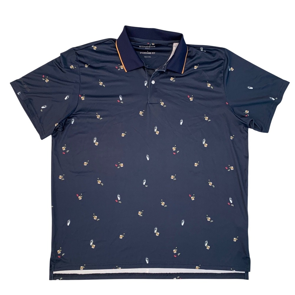 Bonobos Limited Edition Cocktail-Print Performance Golf‎ Polo – Men's Size Large